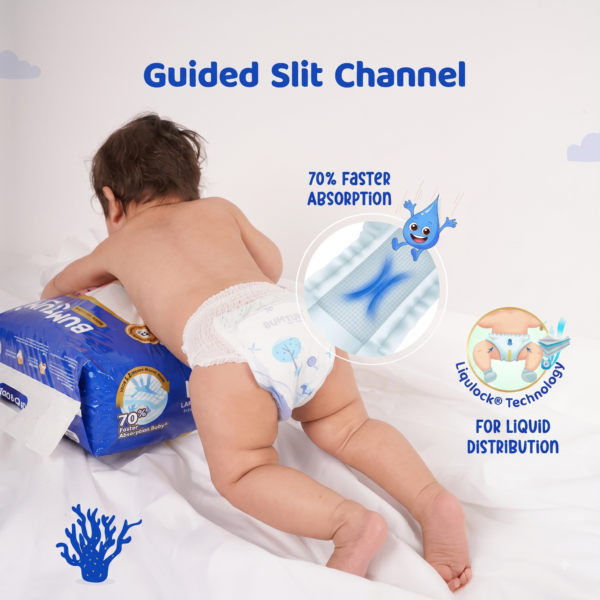 Addtional Image Bumtum Baby Diaper Pants with Double Layer Leakage Protection Infused With Aloe Vera, Cottony Soft High Absorb Technology Extra Large - 54 Pieces