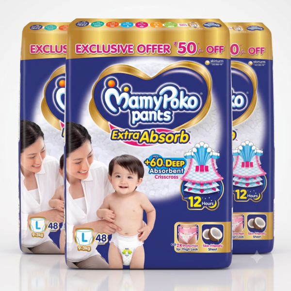 MAMYPOKO PANTS Pants Extra Absorb Pant Diapers -  Large (56 Pieces)- Pack of 2