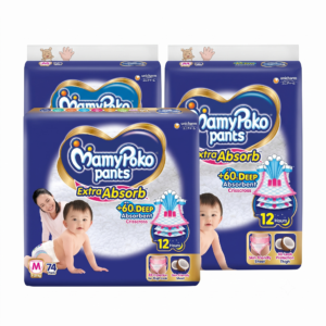 MAMYPOKO PANTS Pants Extra Absorb Pant Diapers - Medium(74 Pieces)- Pack of 2