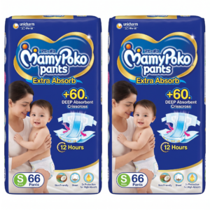 MAMYPOKO PANTS Pants Extra Absorb Pant Diapers - Small  (66 Pieces)- Pack of 2