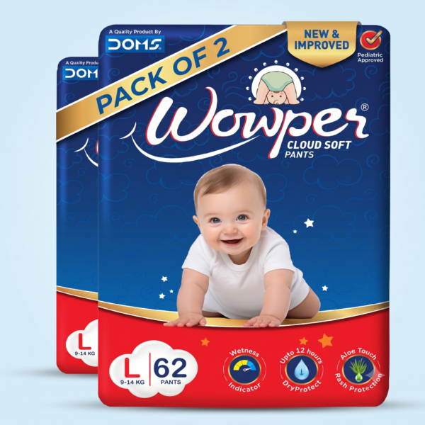 Wowper Baby Diaper Pants - Large L size (62 Pieces)- Pack of 2