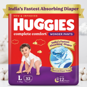 L32 Huggies Complete Comfort Wonder Pants, India's Fastest Absorbing Diaper | L Size
