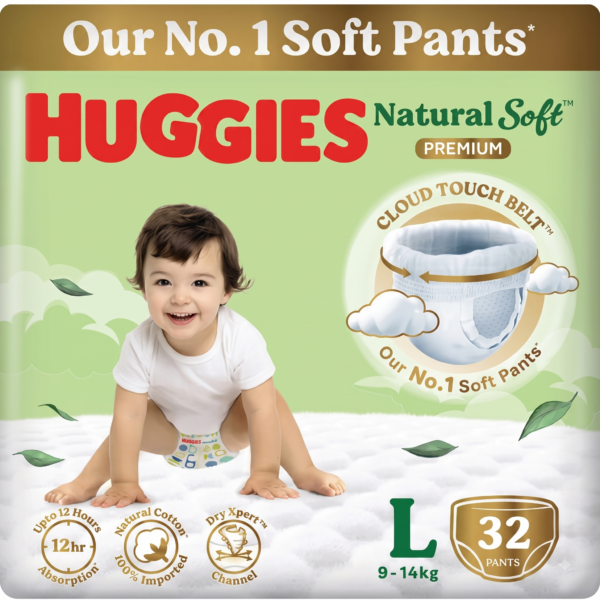 Huggies Natural Soft Premium Baby Diaper Pants Large