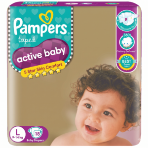 Pampers Active Baby Diapers, Taped style diaper Large (L), 50 Count