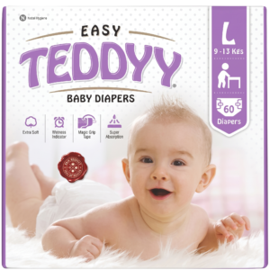 Teddyy Taped Diapers Large(L) - 60 Pieces
