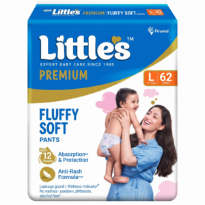 Little's Premium New Born Baby Diaper L Size (Large) Pants Style -9-14 kg -62 Count