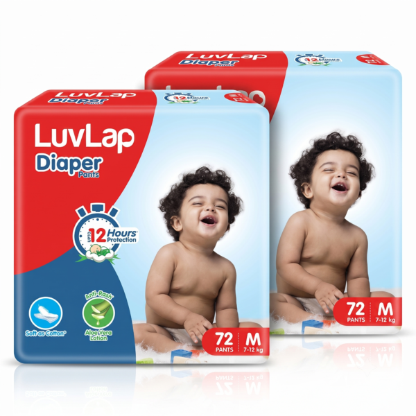 LuvLap Pant Diapers - M size (74 pieces)- Pack of 2
