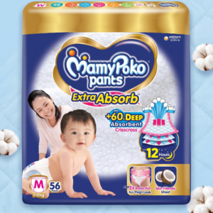 MAMYPOKO PANTS Pants Extra Absorb Pant Diapers - Medium (56 Pieces)- Pack of 2