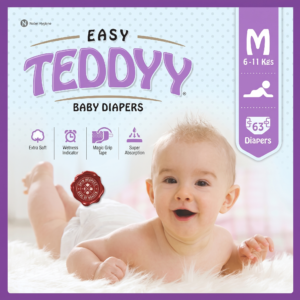 Teddyy Taped Diapers Medium (M) - 63 Pieces