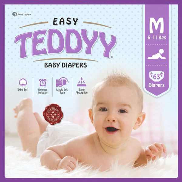 Teddyy Taped Diapers Medium (M) - 63 Pieces