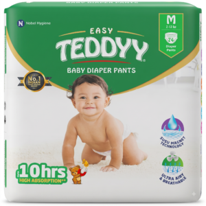 Teddyy Easy Diaper Pants with Rash Protection and 3x Faster absorption Technology - M 74 Pieces
