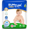 M72 Bumtum Baby Diaper Pants with Double Layer Leakage Protection Infused With Aloe Vera, Cottony Soft High Absorb Technology Medium - 72 Pieces