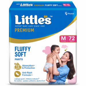 Little's Premium New Born Baby Diaper M Size (Medium) Pants Style-7-12 kg-72 Count