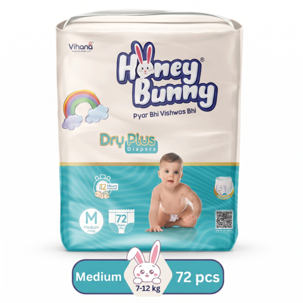 Honey Bunny Pant Style Diaper Medium M Size - 72 Pieces