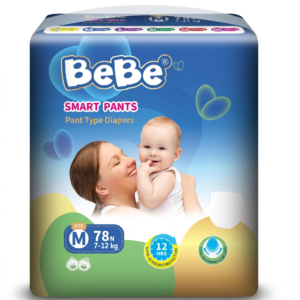 BeBe Baby Care Diaper Pants Style-M Size-78 Pieces