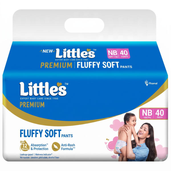 NB40 Little's Premium New Born Baby Diaper Pants Style (NB)- Upto 5 kg - 40 Count
