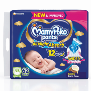 MamyPoko New Mamypoko Pants Premium All Night Absorb| Pant Style Baby Diapers New Born Size(XS), Ideal for up to 5Kgs