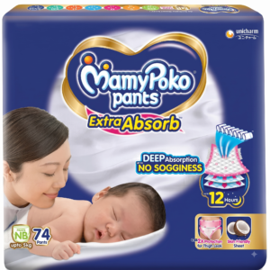 MAMYPOKO PANTS Pants Extra Absorb Pant Diapers - New Born (74 Pieces)- pack of 2