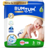 S78 Bumtum Baby Diaper Pants with Double Layer Leakage Protection Infused With Aloe Vera, Cottony Soft High Absorb Technology Small - 78 Pieces
