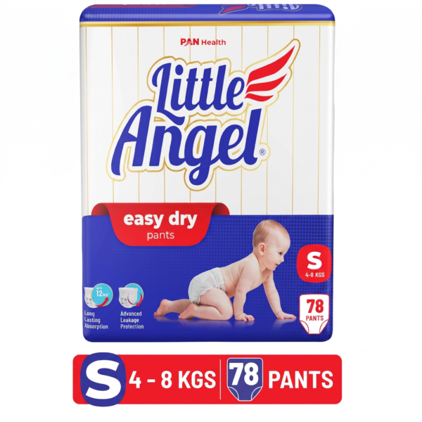 Little Angel Easy Dry Diaper Pants with 12 hrs absorption Small (S) Size- 4-8 Kgs -78 Count