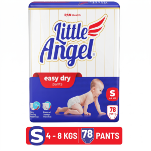 Little Angel Easy Dry Diaper Pants with 12 hrs absorption Small (S) Size 78 Count, 4-8 Kgs