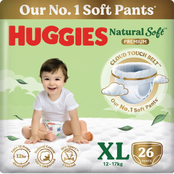 Huggies Natural Soft Premium Baby Diaper Pants Extra Large