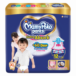 MAMYPOKO PANTS Pants Extra Absorb Pant Diapers -  Extra Large (40 Pieces)- Pack of 2
