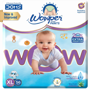 XL56 Wowper Fresh Baby Diaper Pants By DOMS | Witness Indicator | Upto 12 Hrs Absorption | 14-17 Kg | XL Size (56 Pieces)