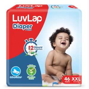 LuvLap Diaper Pants XXL, 15-25kg, 46 Count, Baby Diaper Pants, with Aloe Vera Lotion for Rash Protection, upto 12 Hour protection