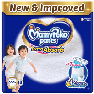 Mamypoko pants Extra Absorb| Pant Style Baby Diapers (XXXL), 18 Count, 18-35kg||Deep Sleep Diapers| Soft gentle fit |Deep Absorbent Crisscross | skin friendly with coconut oil