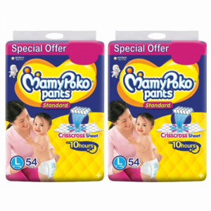 l 54 MamyPoko Pants Standard Diaper With Crisscross Absorption Large Size L-54 (Pack of 2)