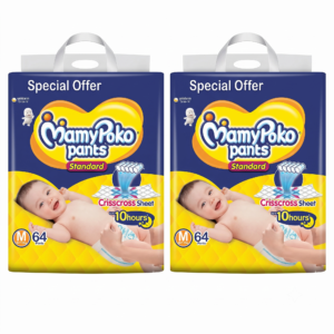 m 64 MamyPoko Pants Standard Diaper With Crisscross Absorption Medium Size M-64 (Pack of 2)